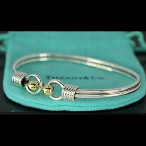 $750 Tiffany &Co 18K Sterling Ball Bangle Bracelet